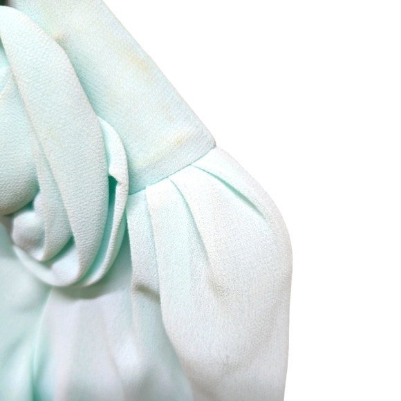 Ursula of Switzerland VTG 80s 90s drop waist crepe dress, light aqua, LS - Picture 8 of 15